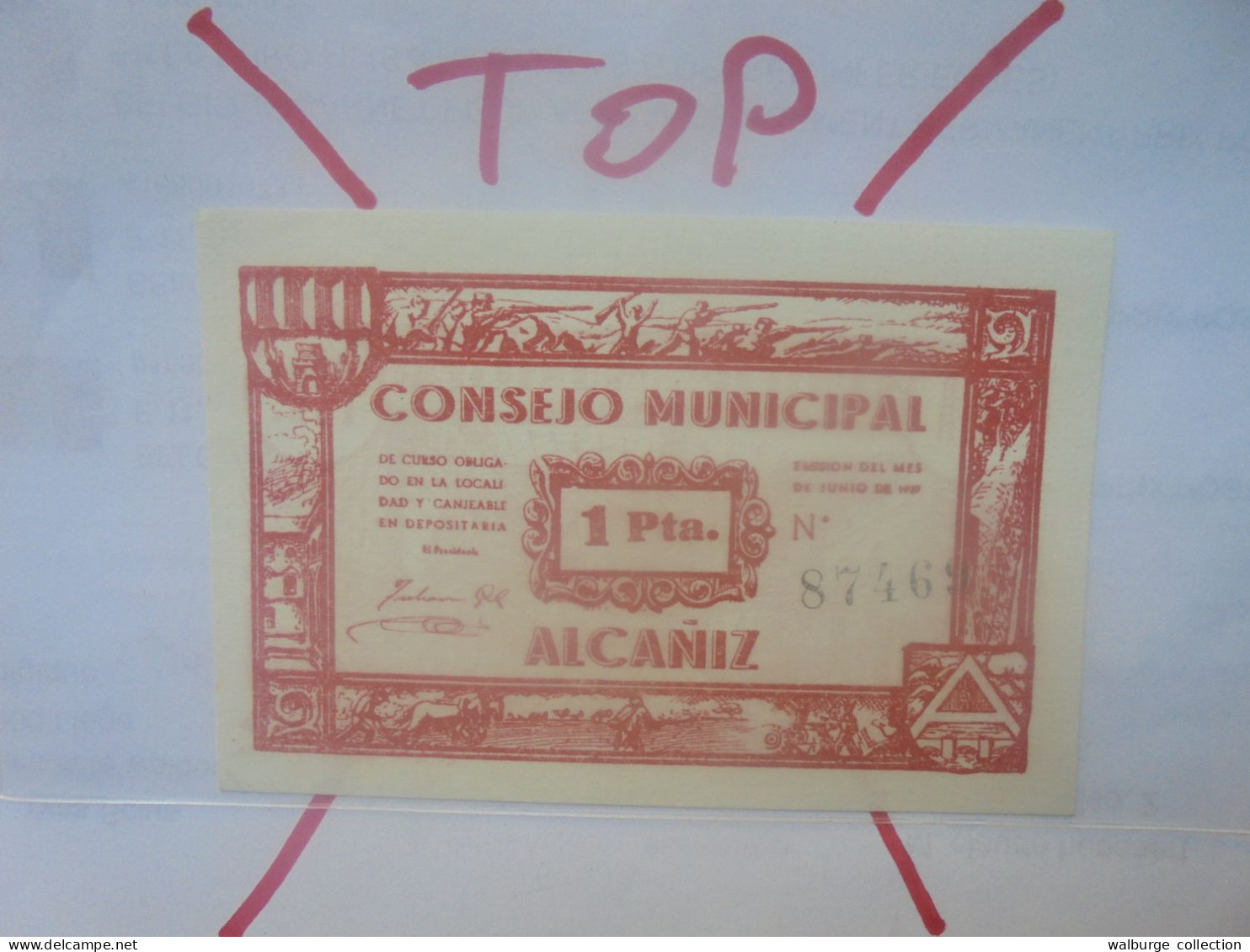 ALCANIZ 1 PESETA 1937 Neuf (B.29) - [ 9] Collections