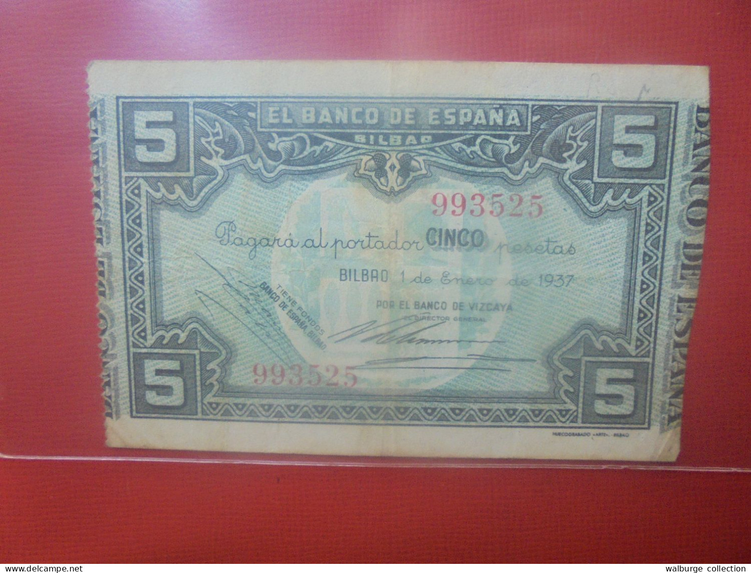 BILBAO 5 PESETAS 1937 Circuler (B.29) - [ 9] Collections