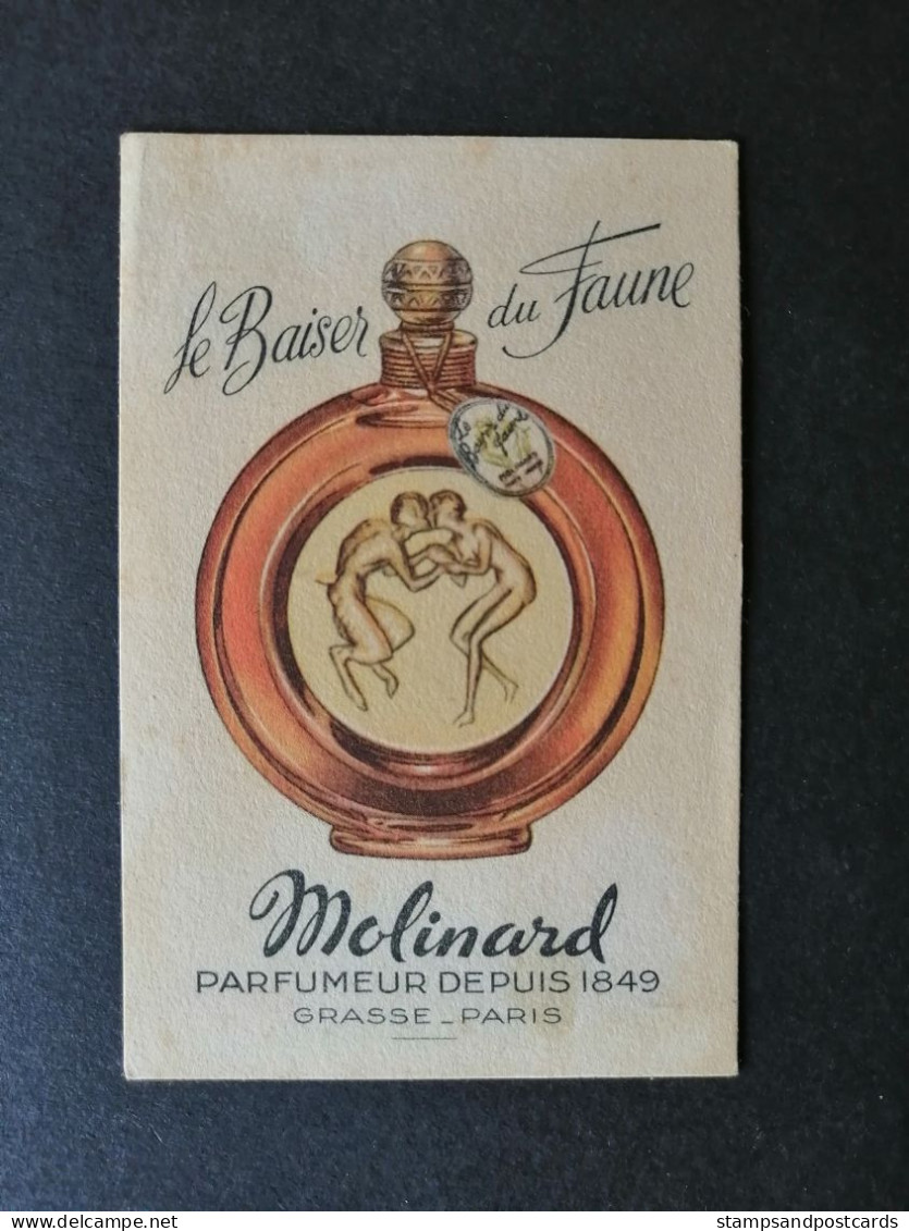 Carte Perfumée Perfum Molinard & Lalique 1950 Le Baiser Du Faune Perfum Card - Anciennes (jusque 1960)