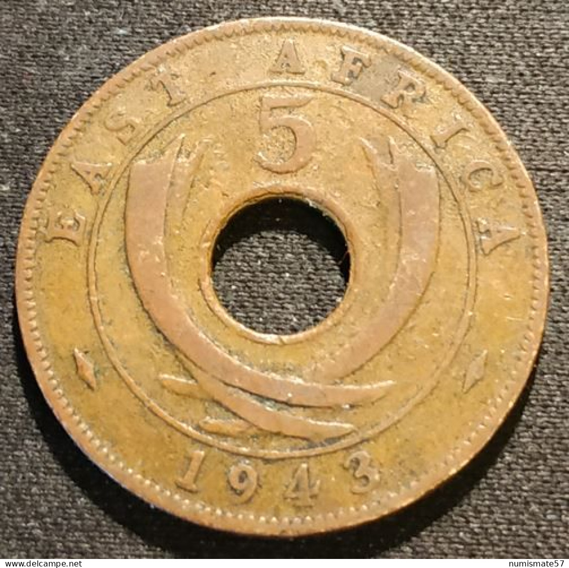 AFRIQUE DE L'EST - EAST AFRICA - 5 CENTS 1943 SA - George VI - KM 25.2 - ( Flan Fin ) - Colonia Británica