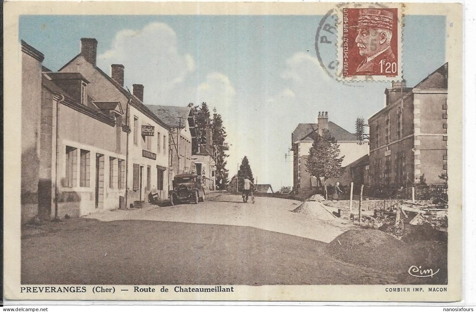 D 18. PREVERANGES.  ROUTE DE CHATEAUMEILLANT. CARTE ECRITE - Préveranges