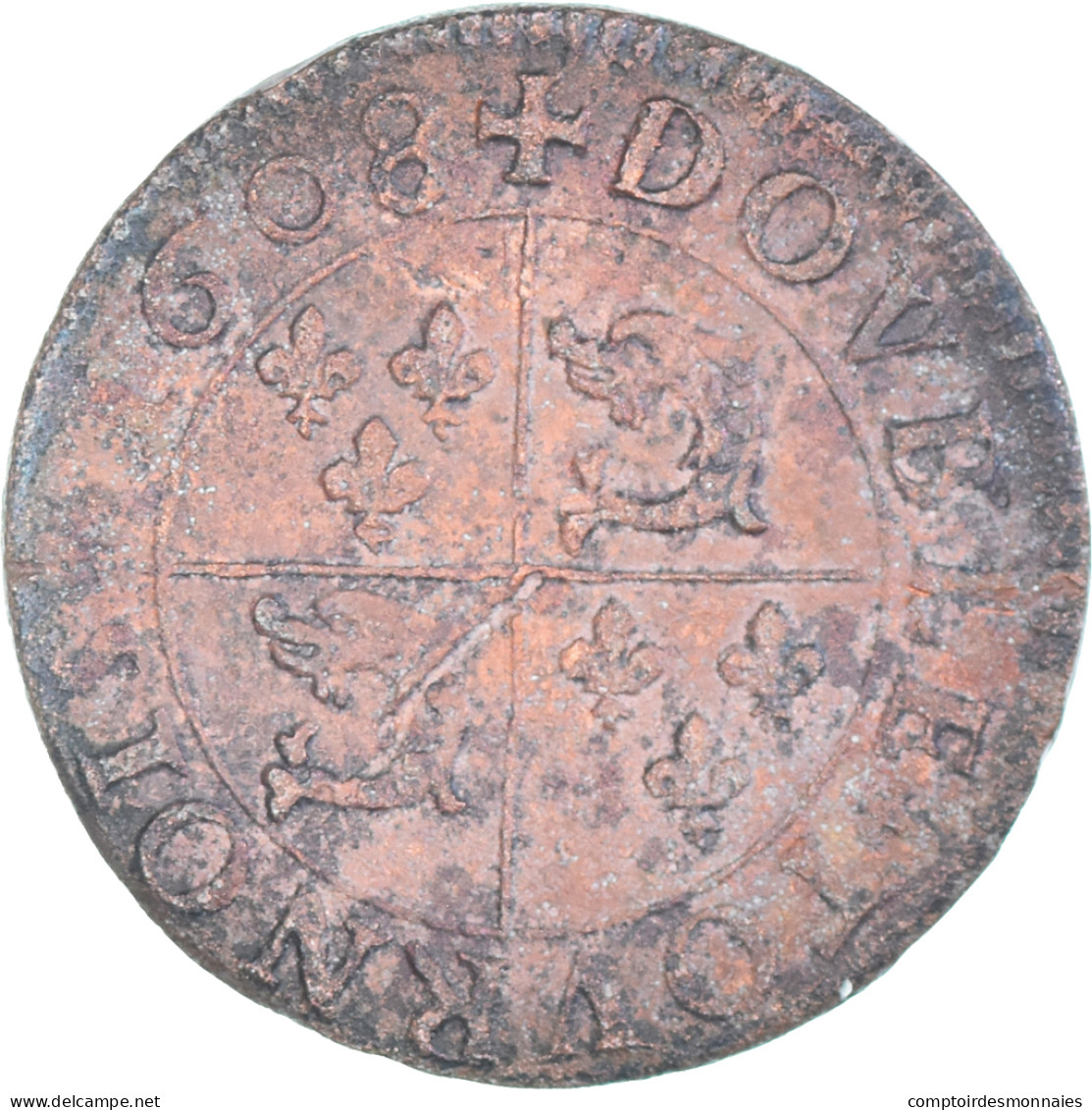 Monnaie, France, Henri IV, Double Tournois Du Dauphiné, 1608, Grenoble, TB+ - 1589-1610 Enrique IV