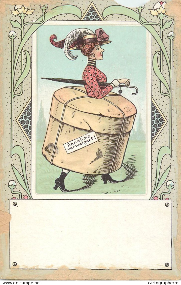 AK Annahme Verweigert Woman Caricature Fashion Humour Old Card - Bandes Dessinées