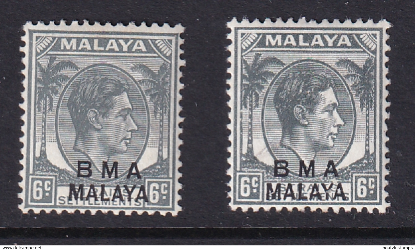 B.M.A. (Malaya): 1945/48   KGVI 'B.M.A.' OVPT   SG6 / 6a    6c  [Ordinary And Chalk]   MH  - Malaya (British Military Administration)