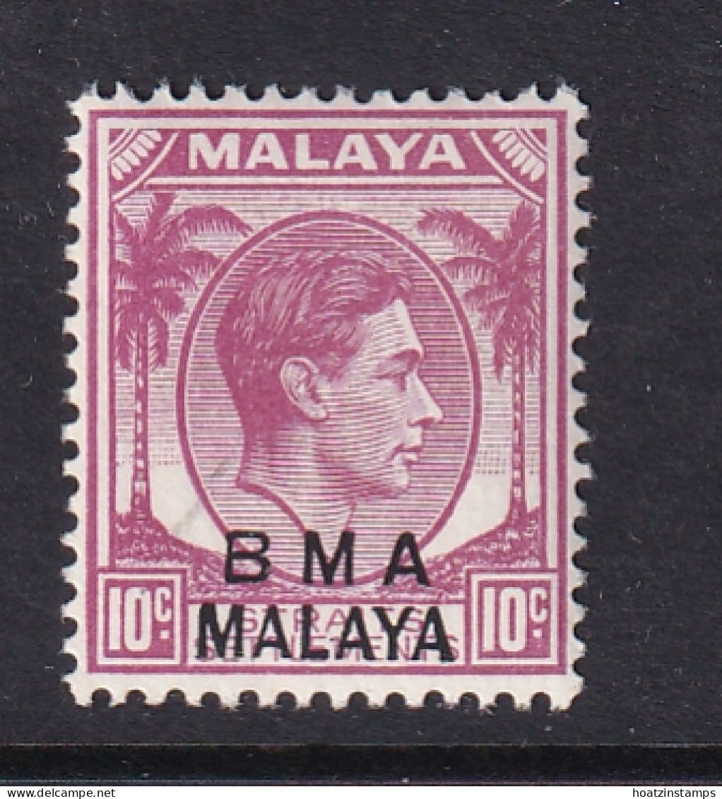 B.M.A. (Malaya): 1945/48   KGVI 'B.M.A.' OVPT   SG9    10c   [Die II]  MH - Malaya (British Military Administration)