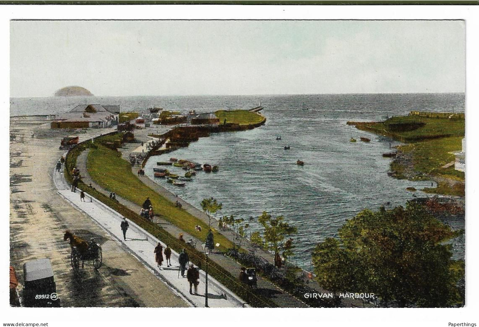Postcard, Scotland, Ayrshire, Girvan, Harbour, Footpath, Boats, Horse And Cart. - Ayrshire