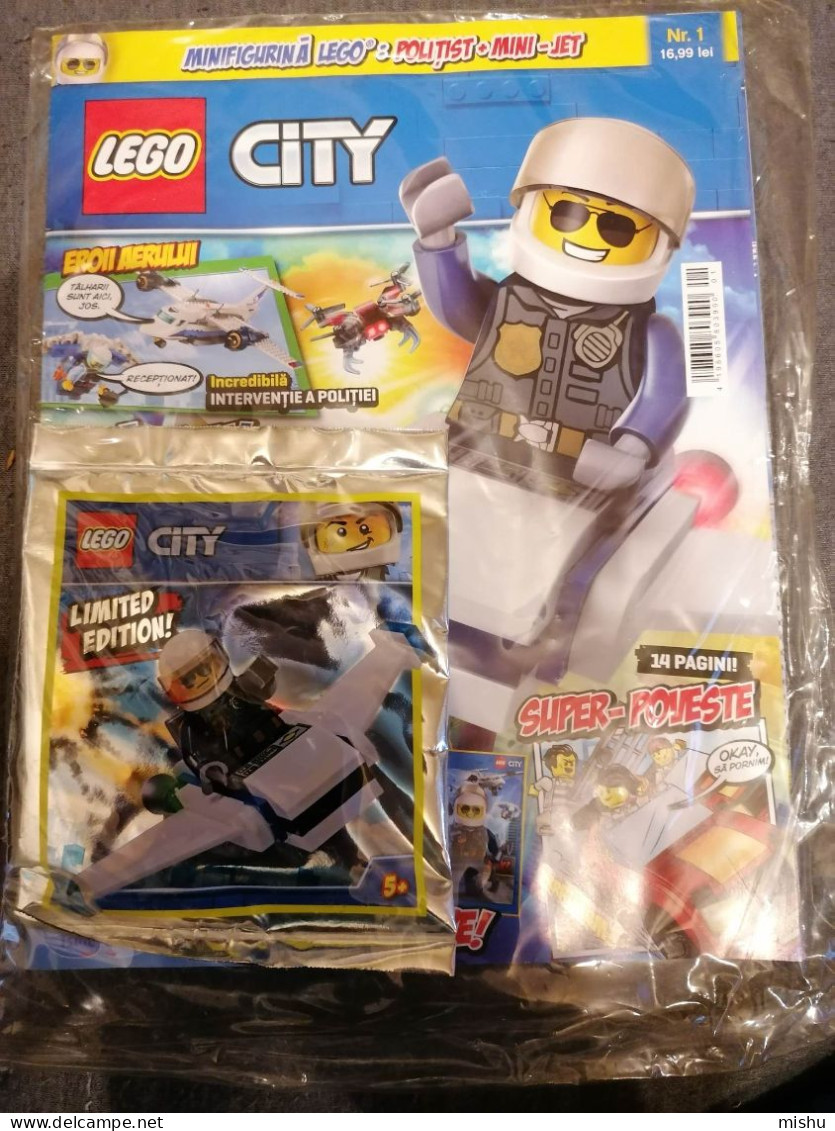 Romania - LEGO CITY Magazine With Action Figure Inside ( POLICE MAN WITH MINI JET ) Limited Edition - Figures