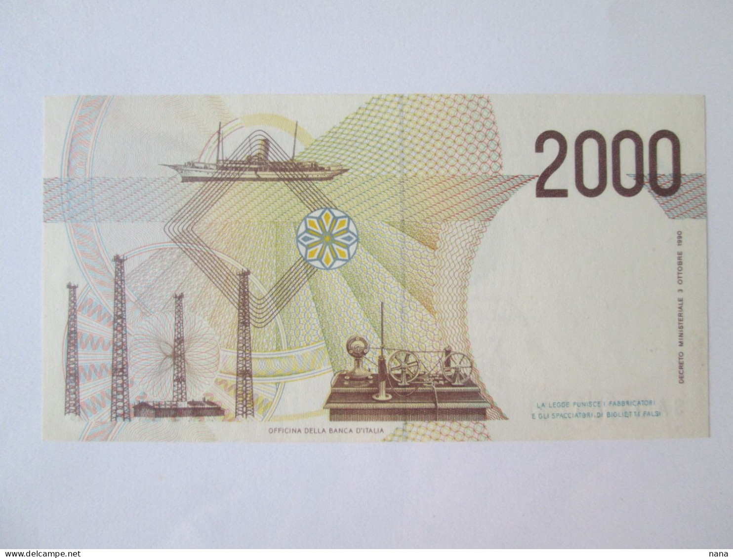 Italy 2000 Lire 1990 Banknote UNC See Pictures - 2000 Lire