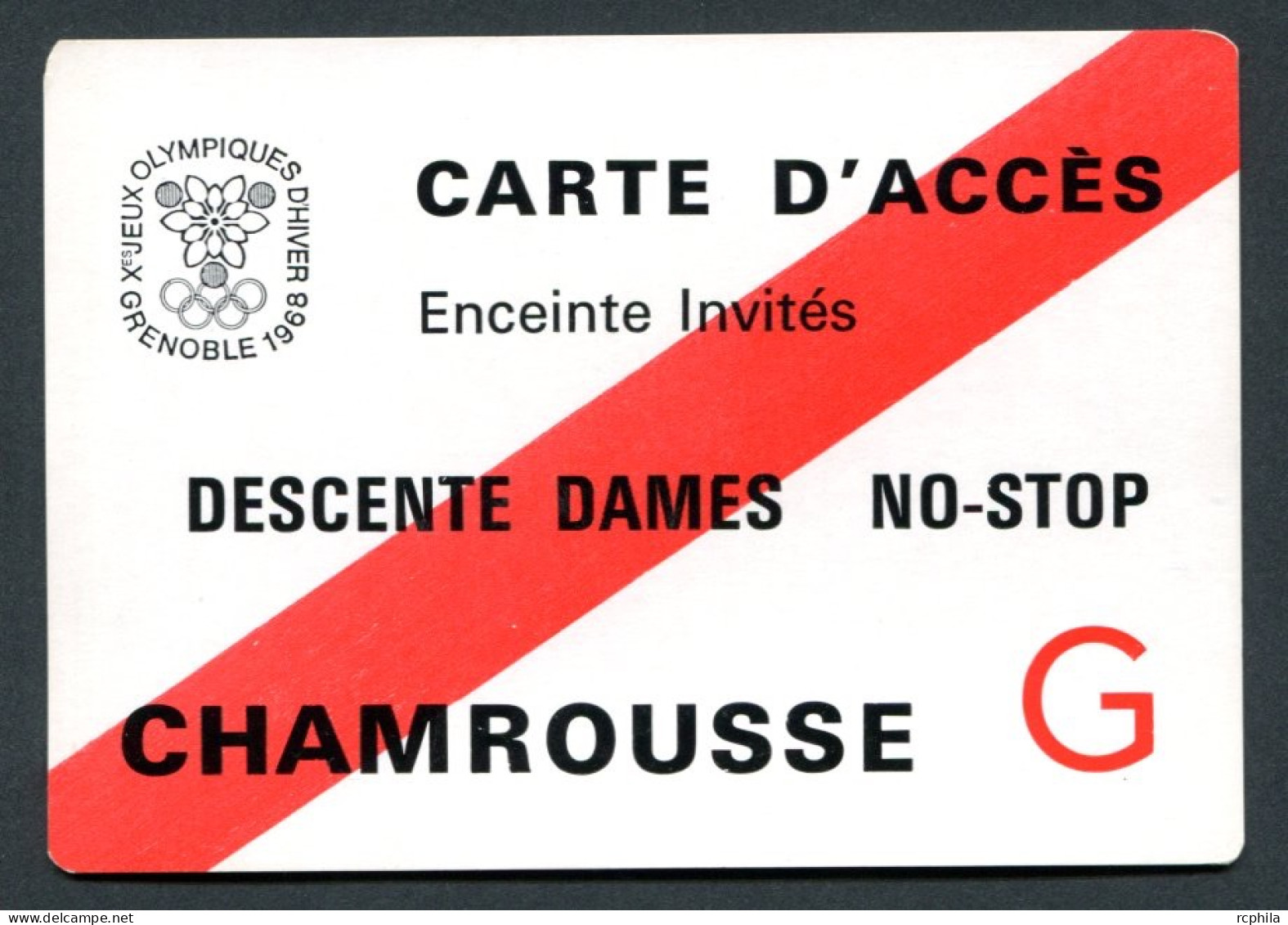 RC 25432 JEUX OLYMPIQUE DE GRENOBLE 1968 CHAMROUSSE CARTE D'ACCÈS ENCEINTE INVITÉS DESCENTE DAMES NO-STOP - Tickets D'entrée