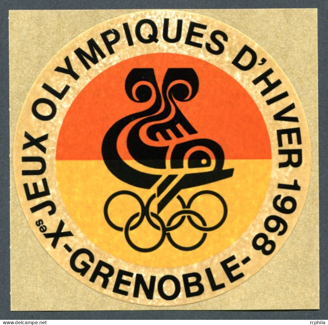 RC 25434 JEUX OLYMPIQUES DE GRENOBLE 1968 AUTOCOLLANT OFFICIEL SUR SON SUPPORT D'ORIGINE - Apparel, Souvenirs & Other