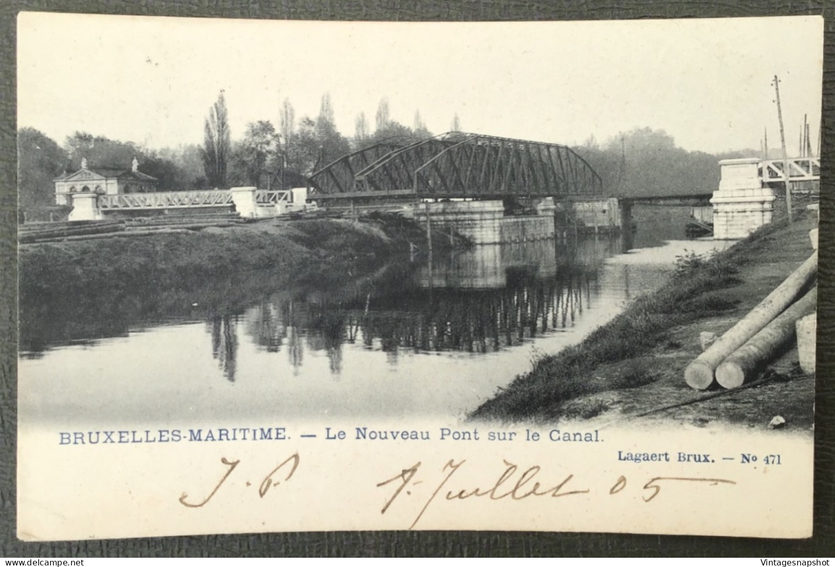 BRUXELLES Maritime. Le Nouveau Pont Sur Le Canal. CPA Postée En 1909 - Transport (sea) - Harbour