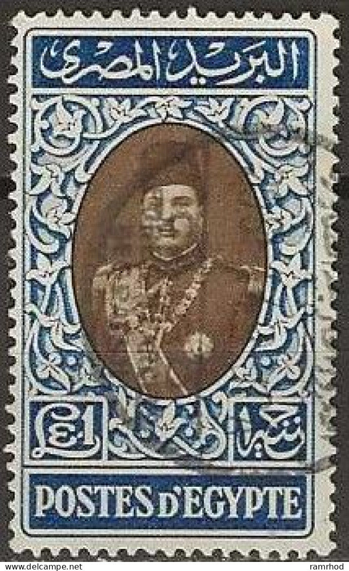 EGYPT 1947 King Farouk - £El - Brown And Blue FU - Gebraucht