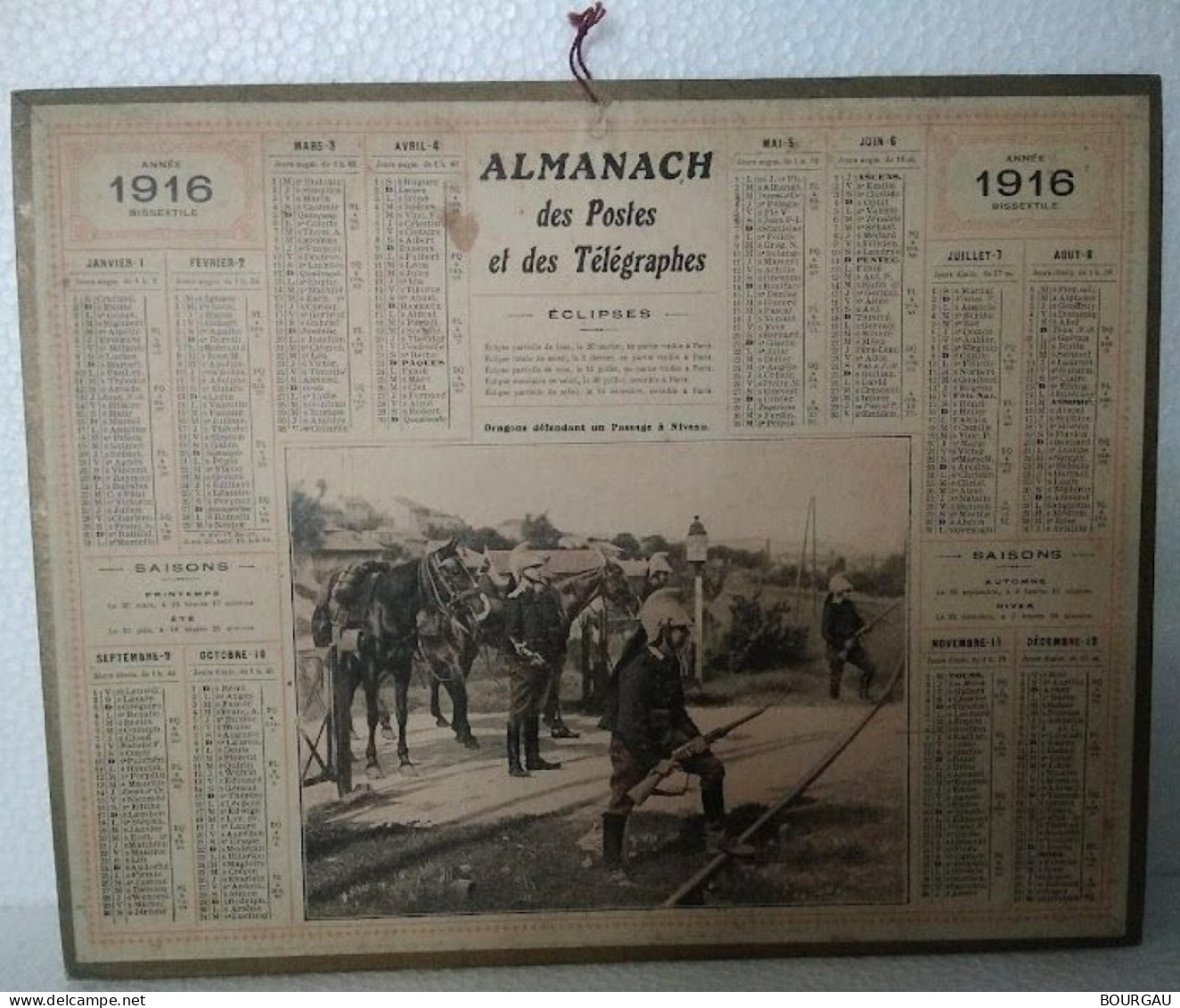 Somme / 80 / Calendrier / Almanach Des Postes Et Des Télégraphes / 1916 / Edit: Oberthur – Rennes - Formato Grande : 1901-20