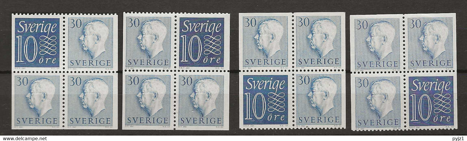 1957 MNH Sweden Booklet Panes Mi 427 - H-blatt 5-8 - Unused Stamps