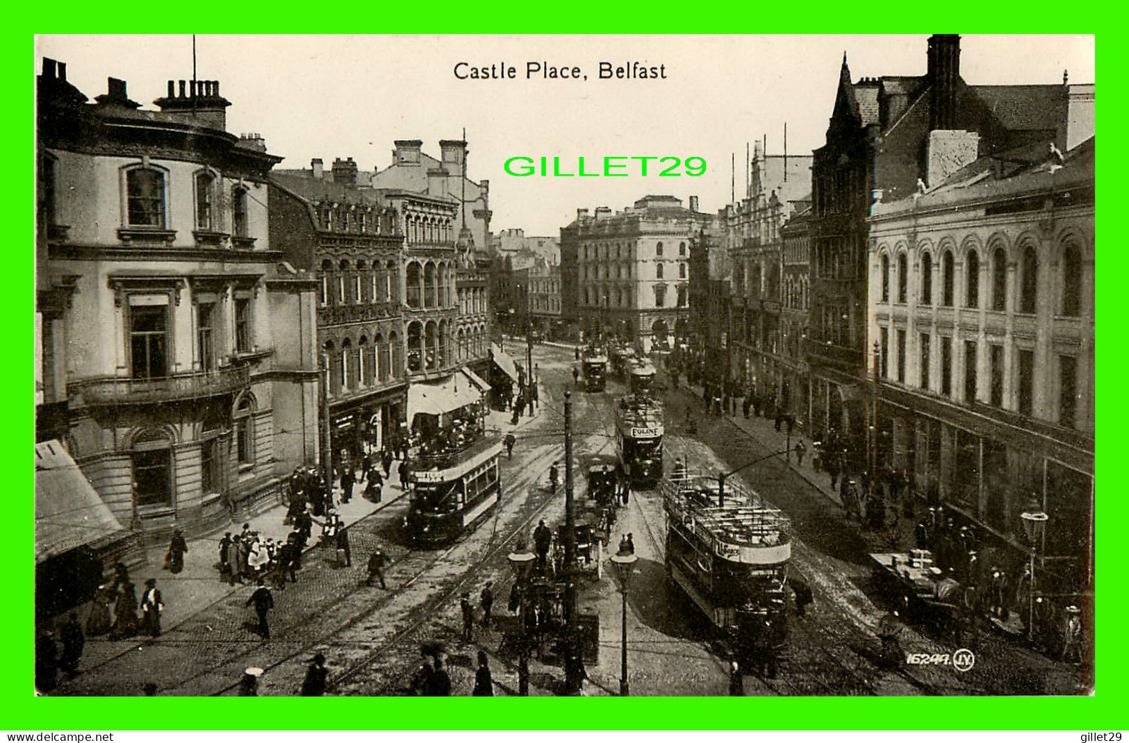 BELFAST, IRLANDE DU NORD - CASTLE PLACE - ANIMATED PEOPLES & TRAMWAYS - VALENTINE'S SERIES, DUBLIN - - Belfast