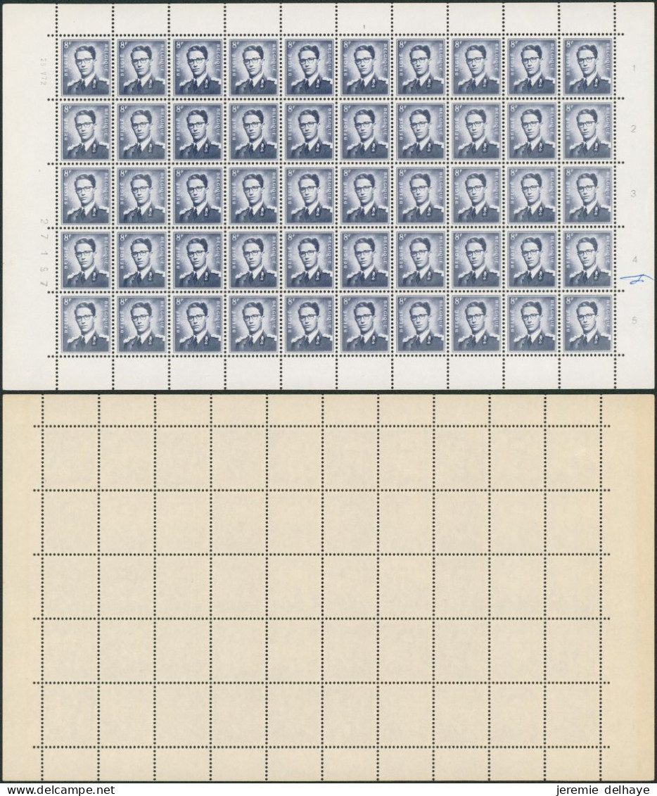 Baudouin à Lunettes - N°1071** (MNH) En Petite Feuille De 50 Timbres. Chiffre Comptable Et N° De Planche 3 - 1951-1960