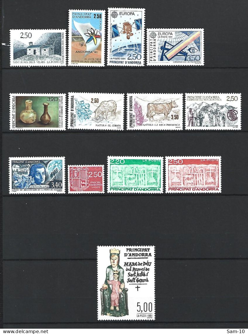 Timbre Andorre Français Neuf **  N 400 / 412  Année 1991 - Full Years