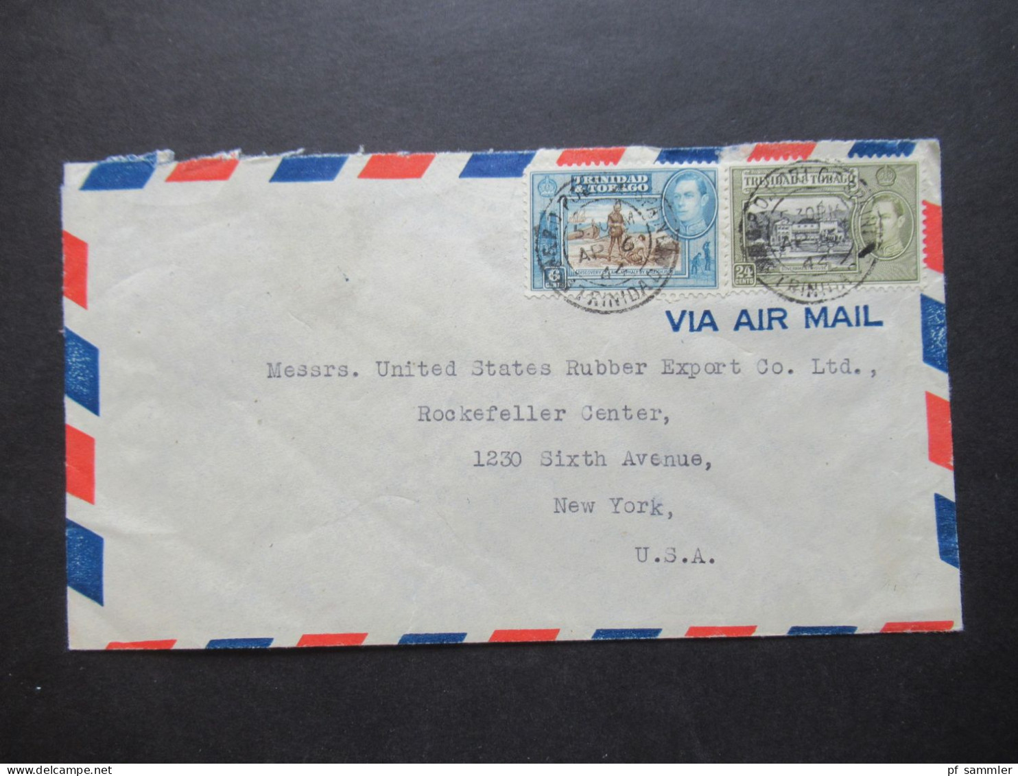 GB Kolonie 1944 Trinidad % Tobago MiF Via Air Mail Nach New York Gesendet - Trindad & Tobago (...-1961)