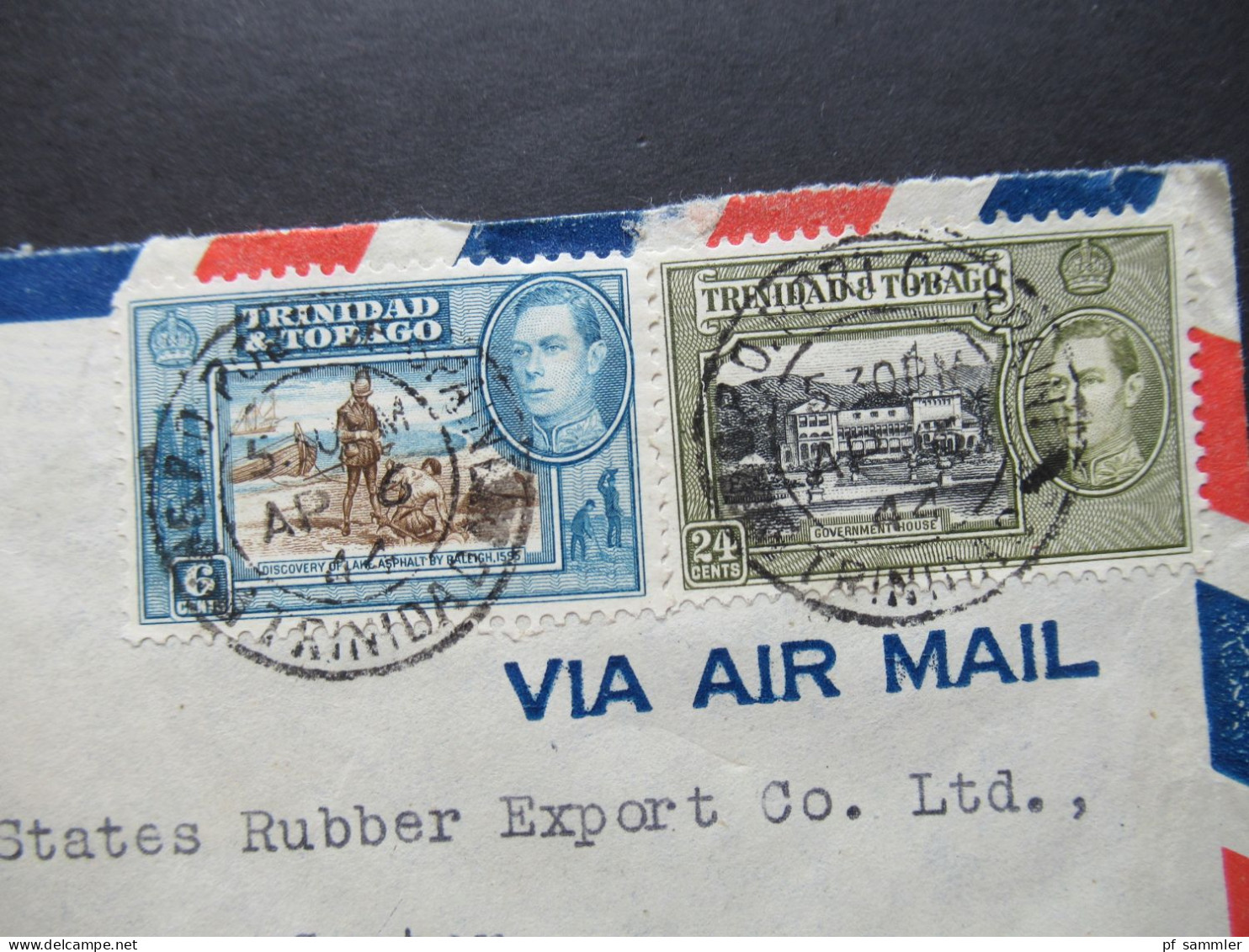 GB Kolonie 1944 Trinidad % Tobago MiF Via Air Mail Nach New York Gesendet - Trinidad & Tobago (...-1961)