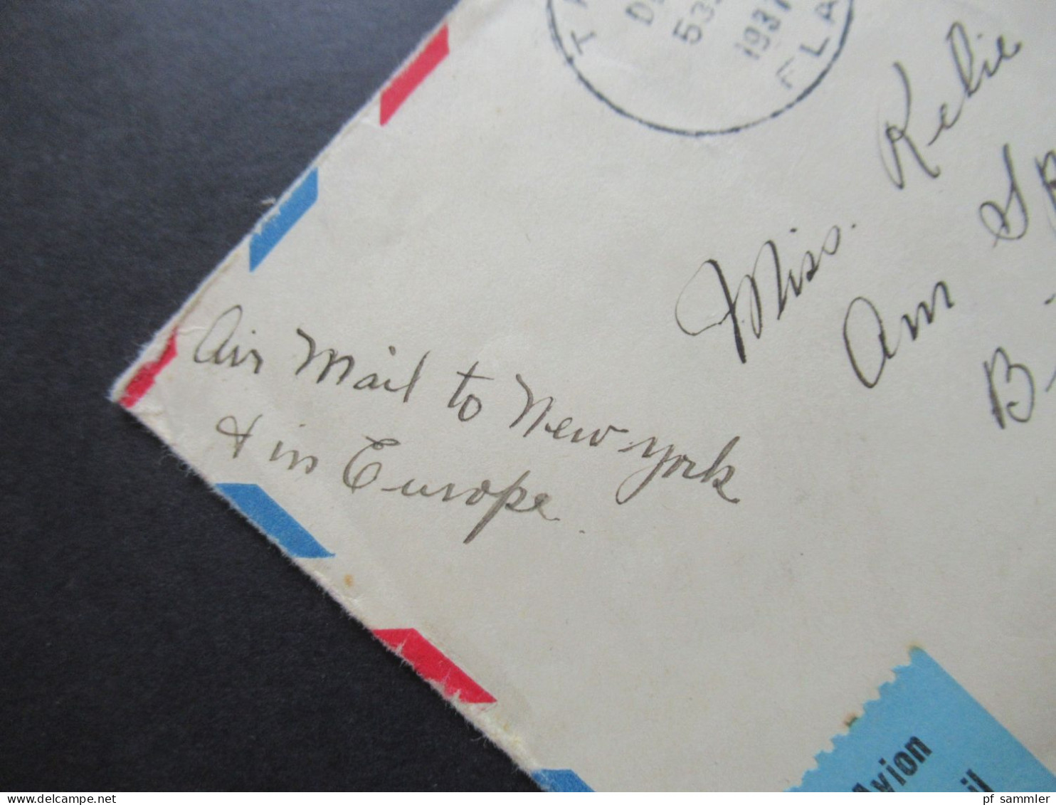 USA 1937 GA Umschlag Mit Flugpostmarke Stempel Tampa Handschriftlich Air Mail To New York / Mit Inhalt - Cartas & Documentos