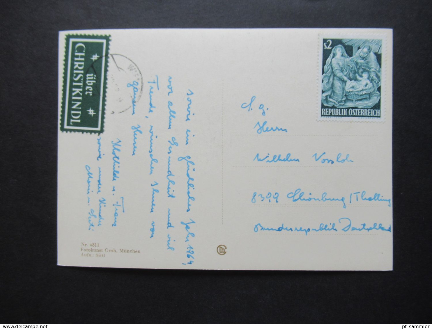 Österreich 1964 PK Fotokunst / Gesegnete Weihnachten Und Leitzettel über Christkindl Mit Stempel Wien! - Briefe U. Dokumente