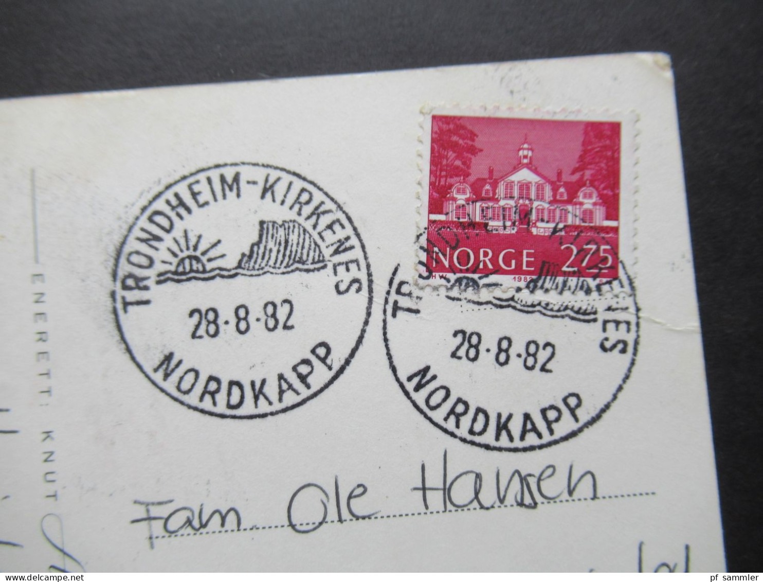 Norwegen 1982 Schiffspost / AK Und Stempel Trondheim - Kirkenes Nordkapp Nach Bergen Gesendet - Brieven En Documenten