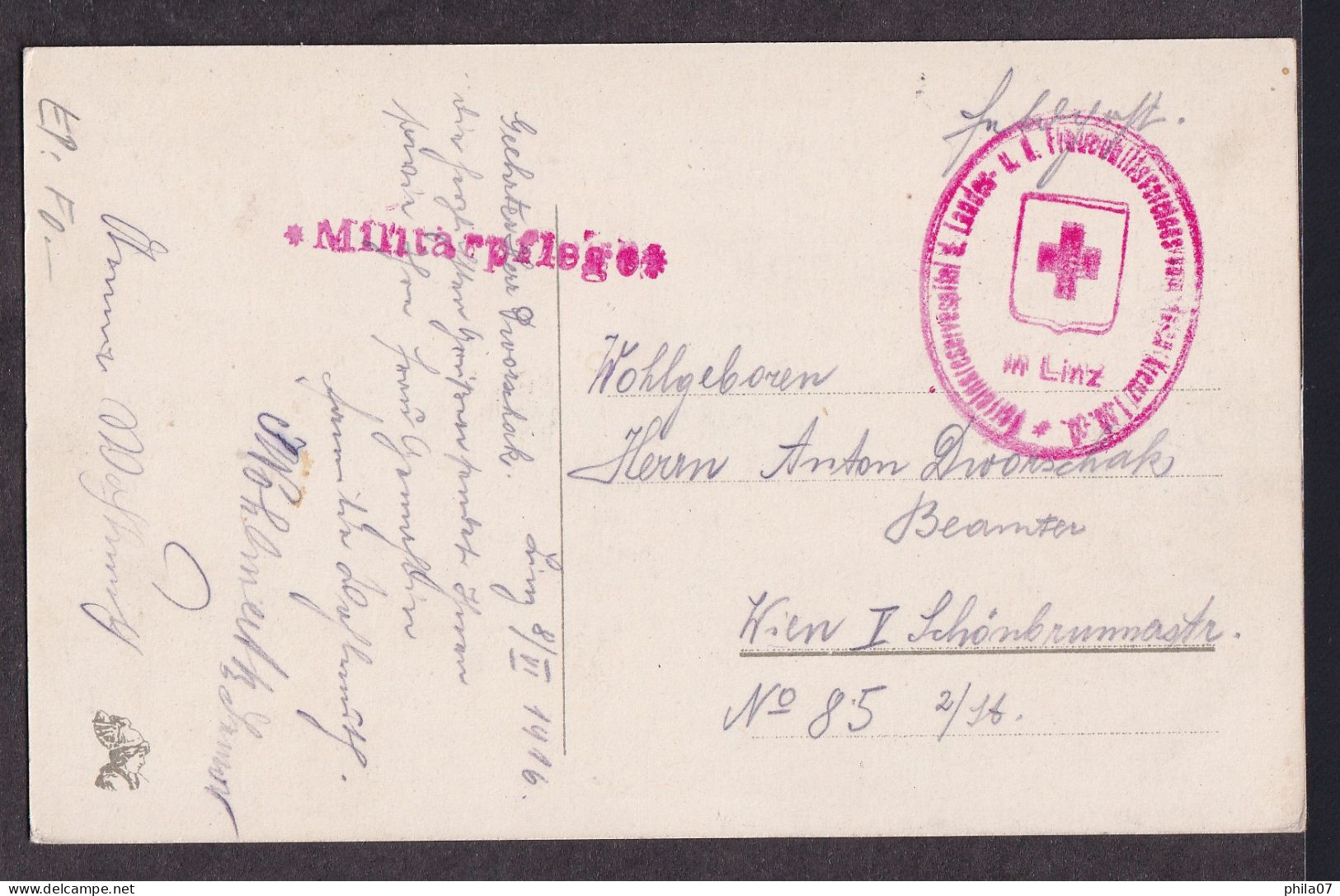 AUSTRIA - Linz A.d. Donau Mit Urfahr. Panorama / Military Cancel On The Back / Postcard Circulated, 2 Scans - Linz Urfahr