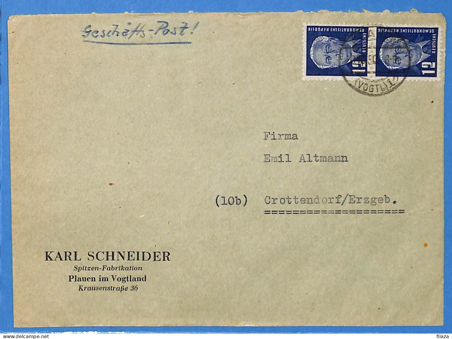Allemagne DDR 1950 Lettre De Plauen (G19656) - Storia Postale