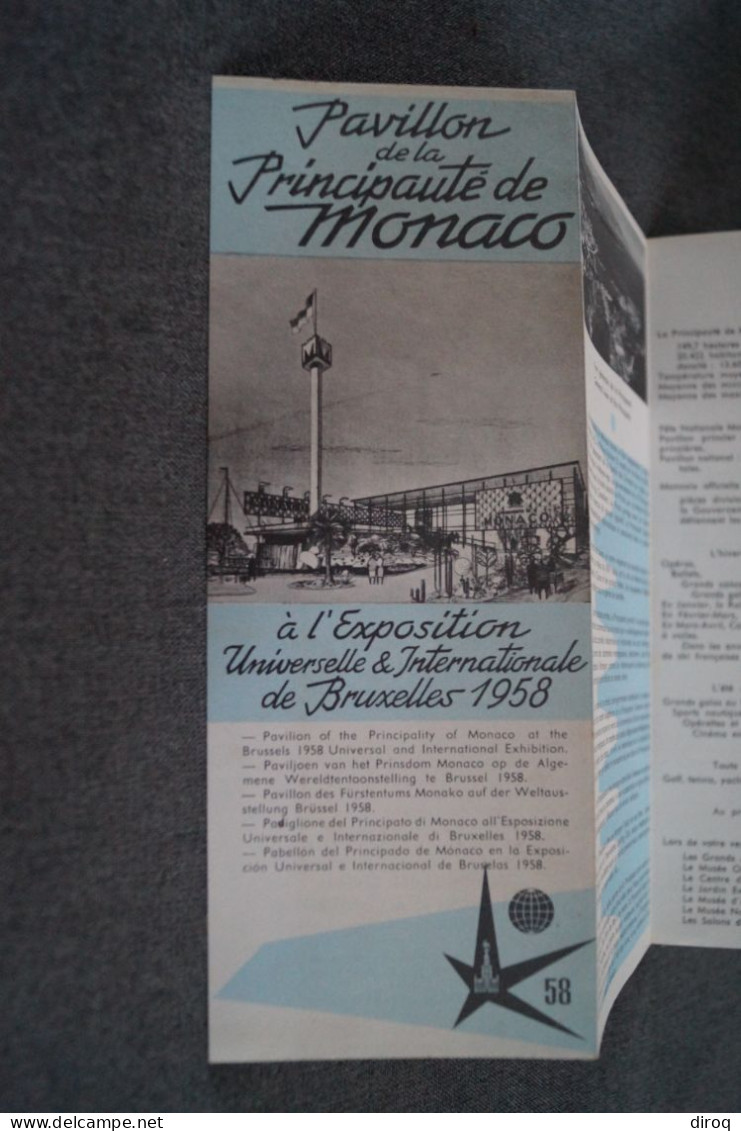 L' Expo 1958, Bruxelles,Pavillon De Monaco,publicitaire,47 Cm. / 21 Cm. - Pubblicitari