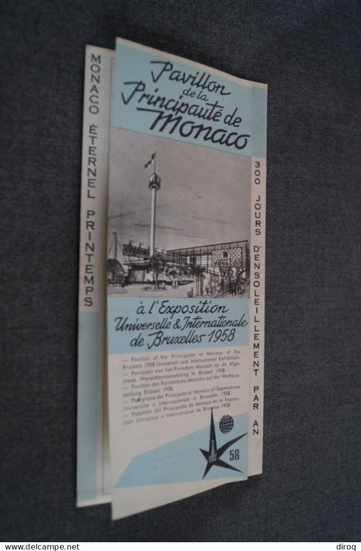 L' Expo 1958, Bruxelles,Pavillon De Monaco,publicitaire,47 Cm. / 21 Cm. - Advertising