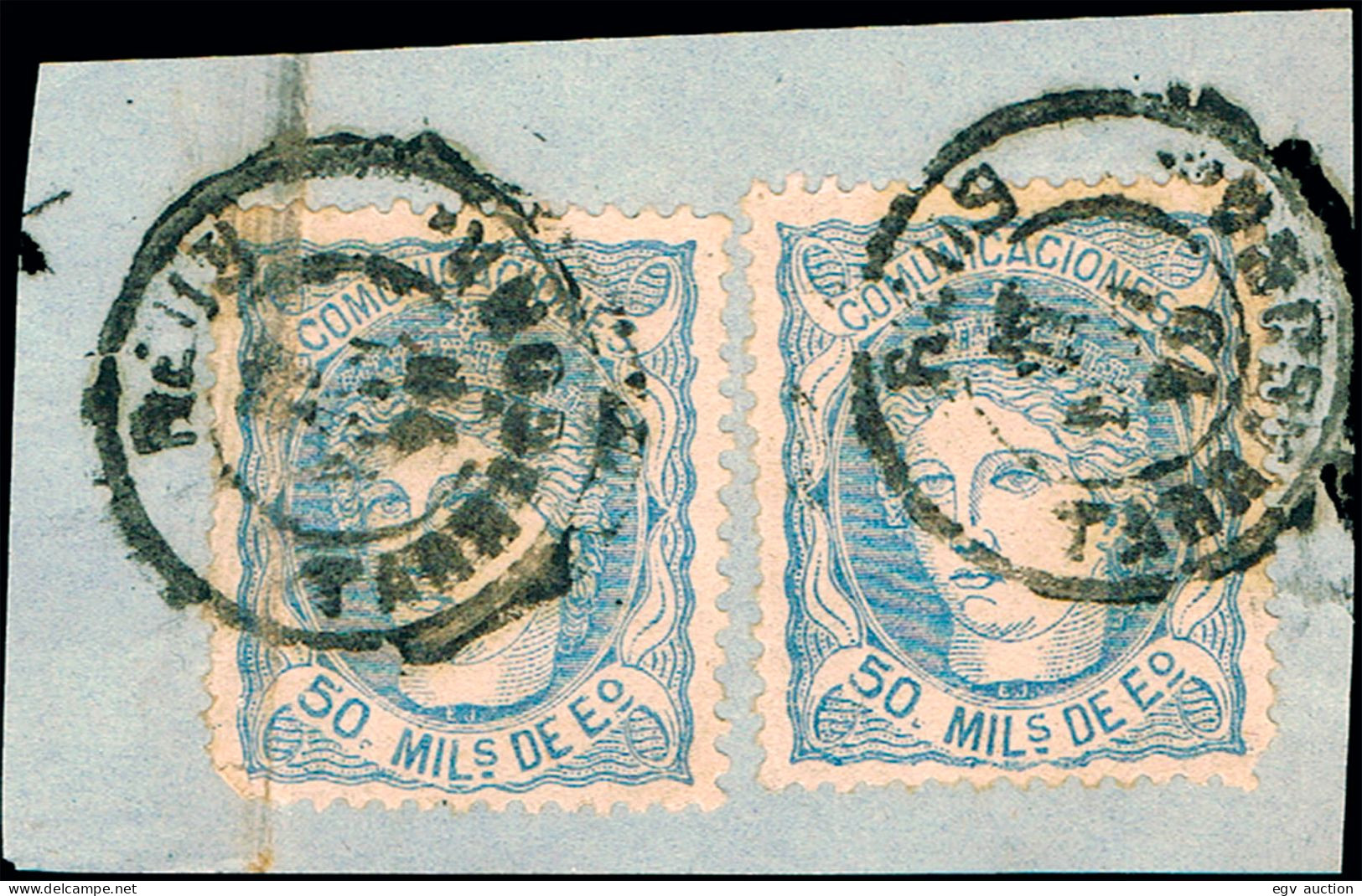 Tarragona - Edi O 107(2) - 50 Milm. - Fragmento Mat Fech. Tp. II "Reus" - Used Stamps