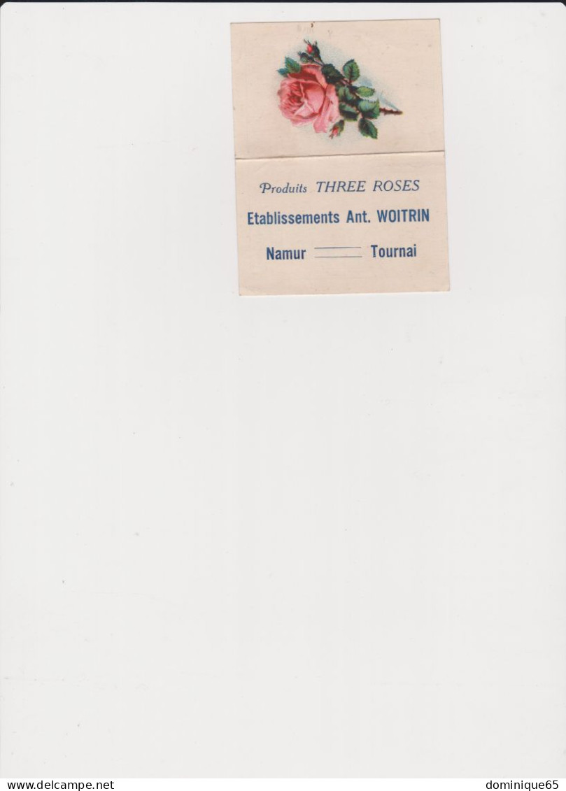 Calendrier Three Roses Etablissements Ant. Woitrin Namur Tournai - Petit Format : 1941-60