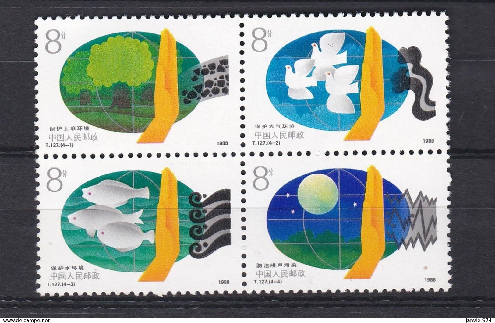 1988 Chine. Protection De L’environnement, La Série Complète 2180 à 2183, 4 Timbres Neufs   Scan Recto Verso - Neufs