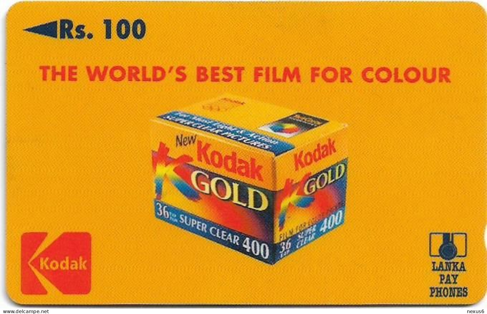 Sri Lanka - Lanka Pay Phones (GPT) - Kodak Gold Film - 39SRLA (Normal 0, Letter B), 100Rs, Used - Sri Lanka (Ceylon)