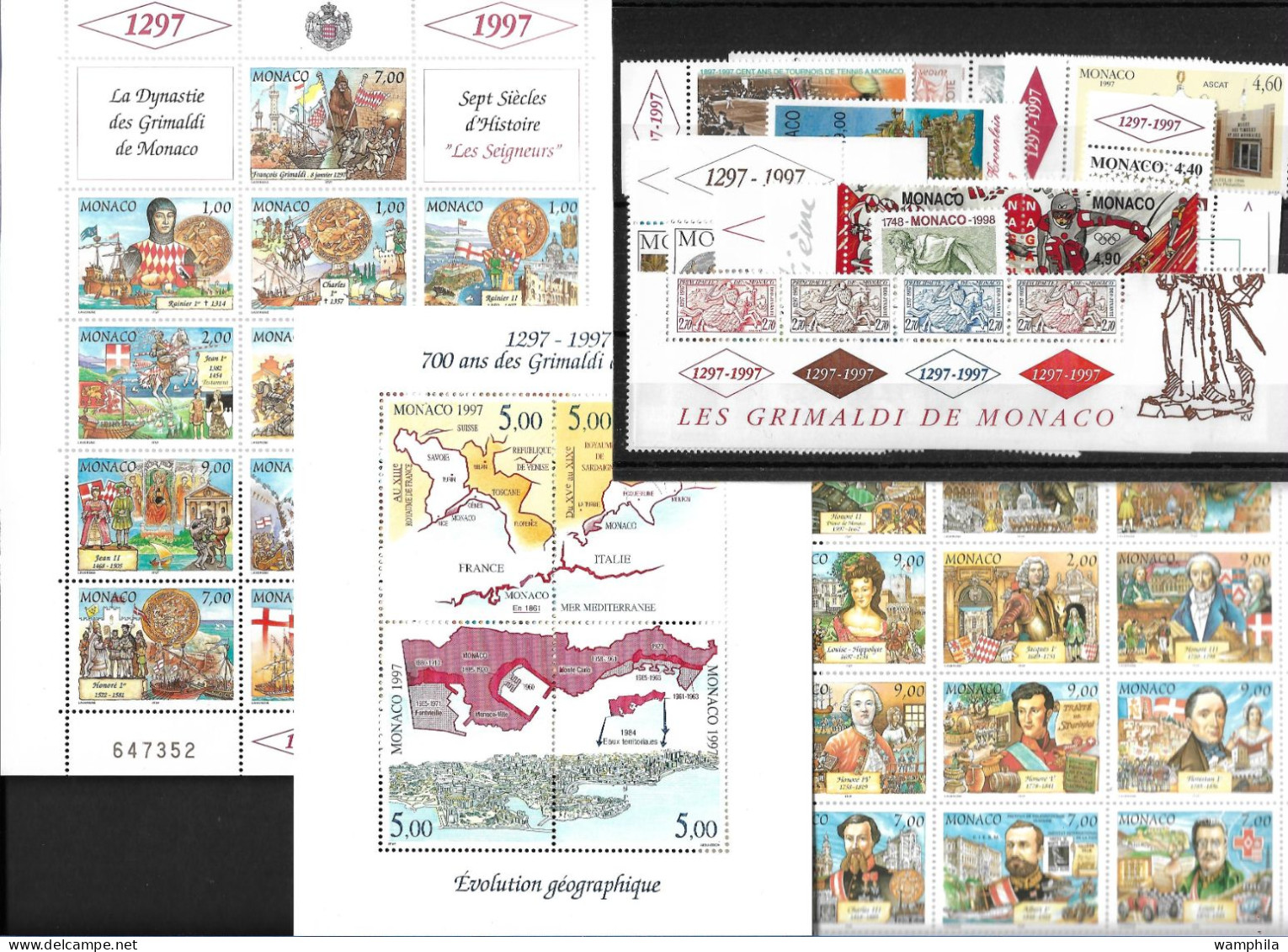 Monaco Année Complète 1997 , 61 Timbres**/ Neufs Sans Charnière. Cote 163€. - Años Completos