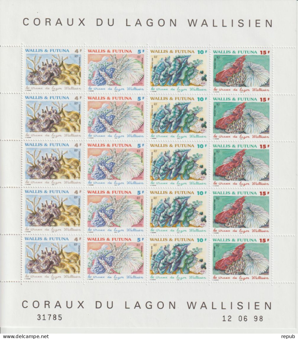 Wallis 1998 Feuille Coraux 523-26 ** MNH - Neufs