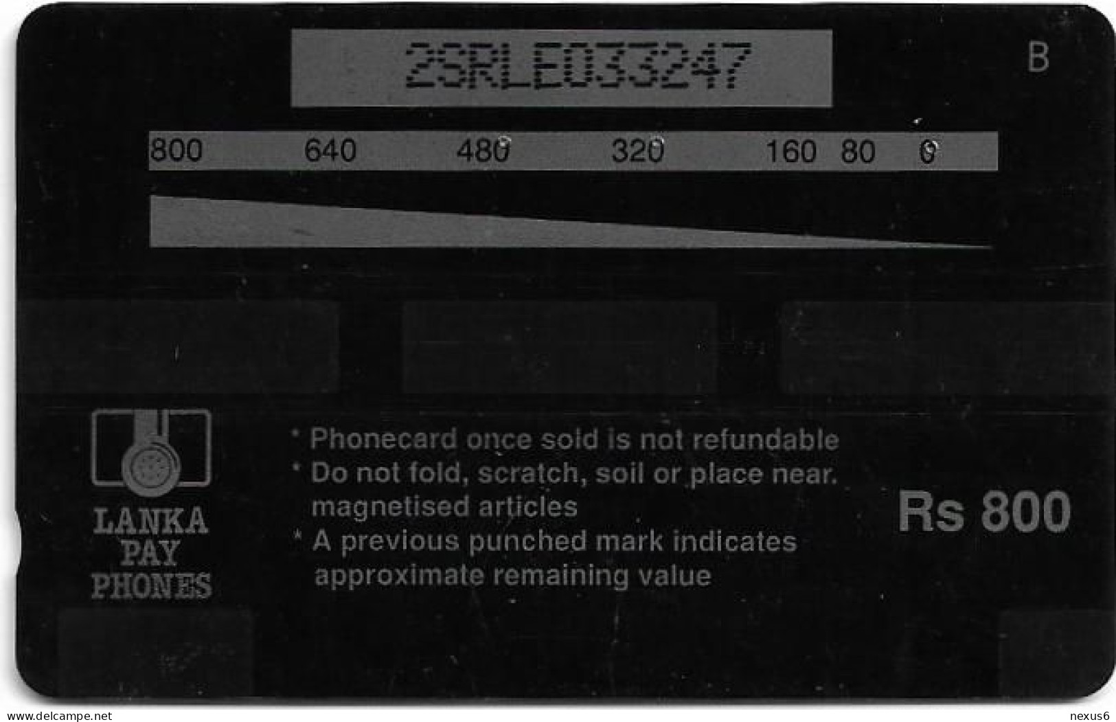 Sri Lanka - Lanka Pay Phones (GPT) - Polonnaruwa Ruins - 2SRLE (Normal 0, Letter B), 800Rs, Used - Sri Lanka (Ceilán)