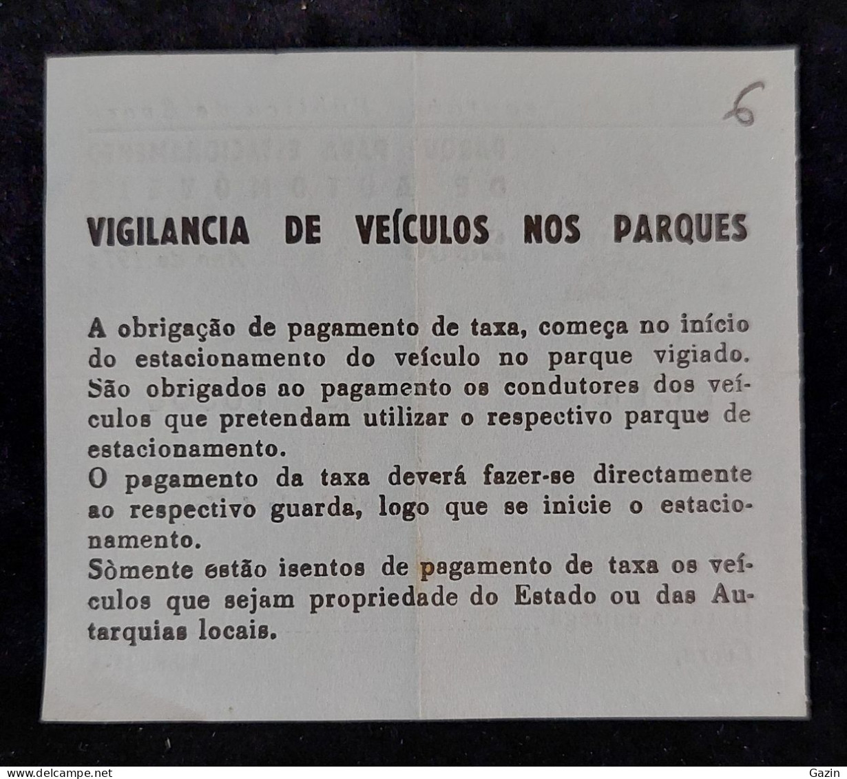 C5/6 - Recibo * Polícia Segurança Pública Évora * 1974 * Parque Estacionamento * Portugal - Portugal