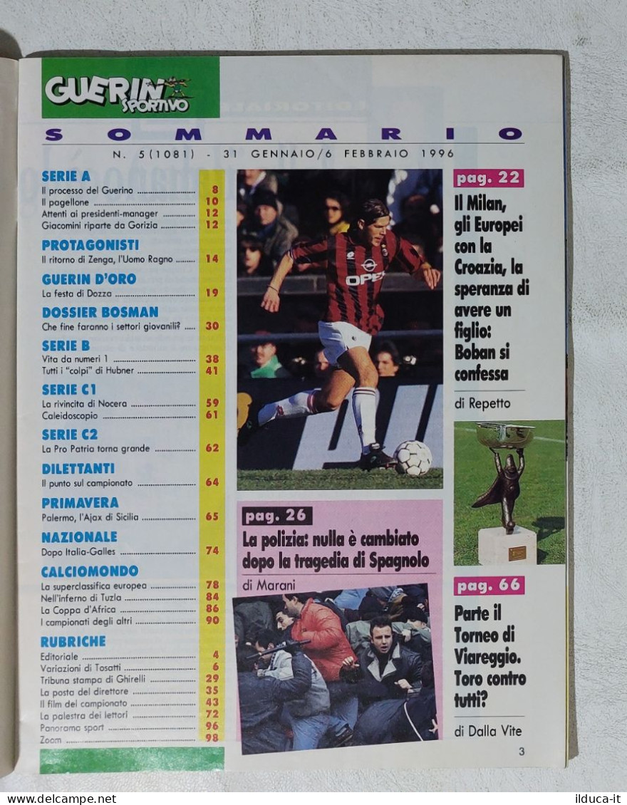 I115054 Guerin Sportivo A. LXXXIV N. 5 1996 - Zenga Moratti Vialll Pagliuca - Deportes