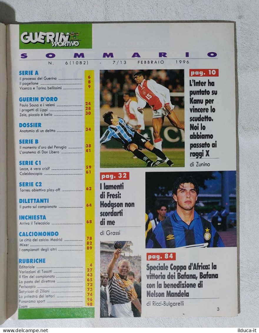 I115055 Guerin Sportivo A. LXXXIV N. 6 1996 - Lippi Paulo Sousa Capello Tanzi - Deportes