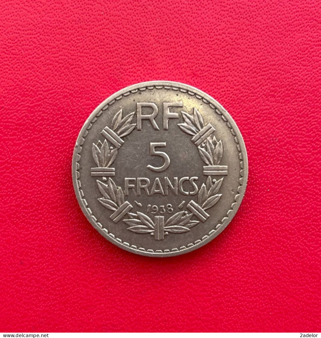 Belle Monnaie De 5 Francs Lavrillier 1938. Etat TTB/TTB+ - 5 Francs