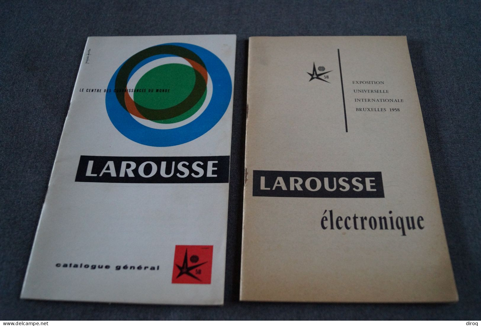 Expo 1958, Bruxelles,publicitaire,Larousse,2 Ouvrages,44 Page Et 34 Pages,20,5 Cm./12,5 Cm. - Pubblicitari