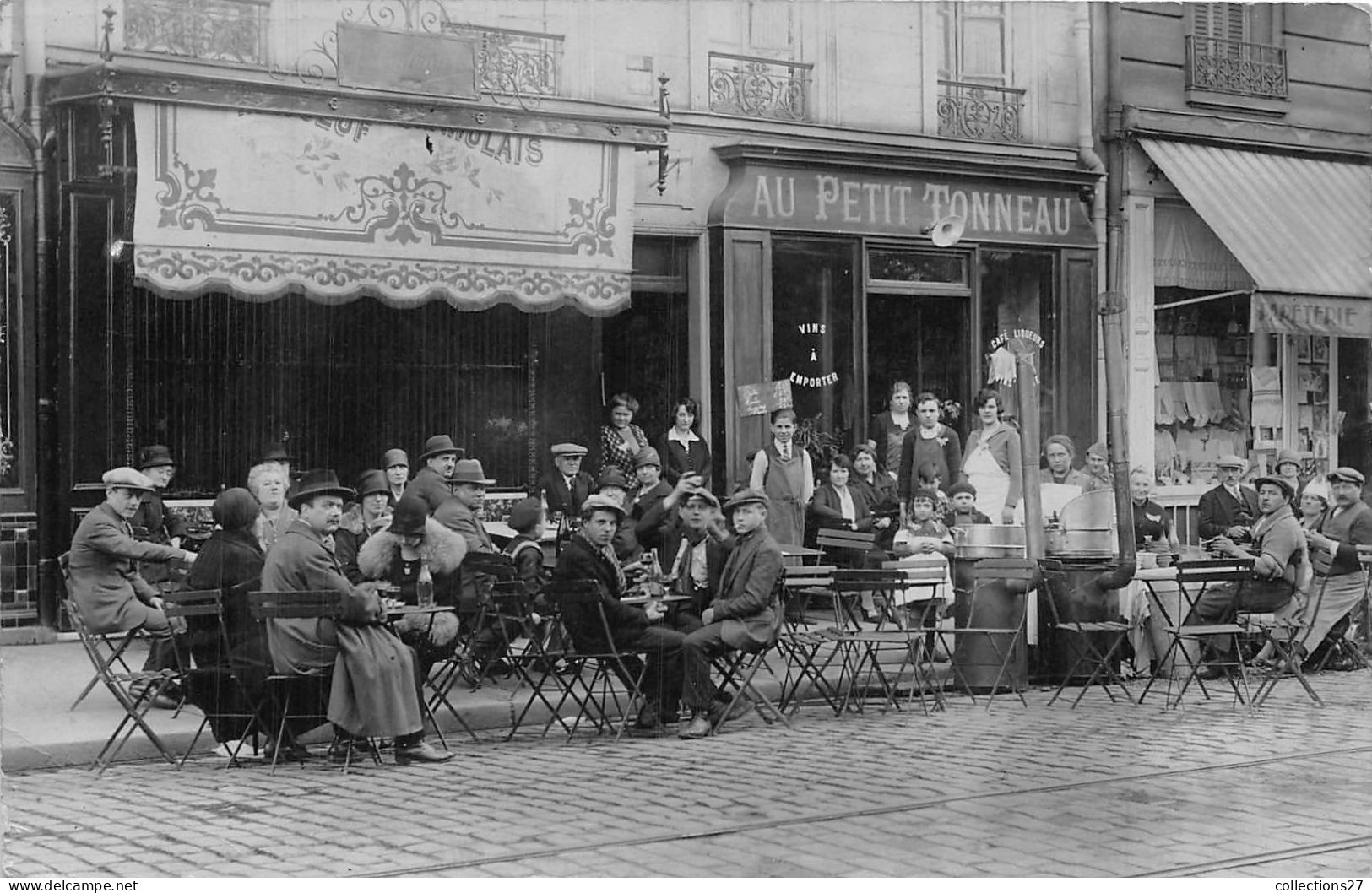 PARIS-CARTE-PHOTO- CAFE AU PETIT TONNEAU 1928 - Bar, Alberghi, Ristoranti