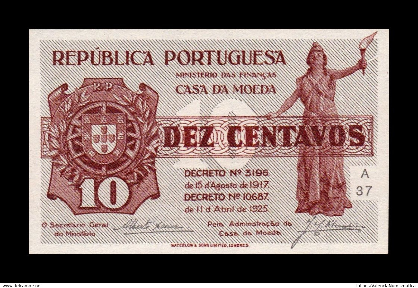 Portugal 20 Centavos 1917 (1925) Pick 101 Sc Unc - Portugal