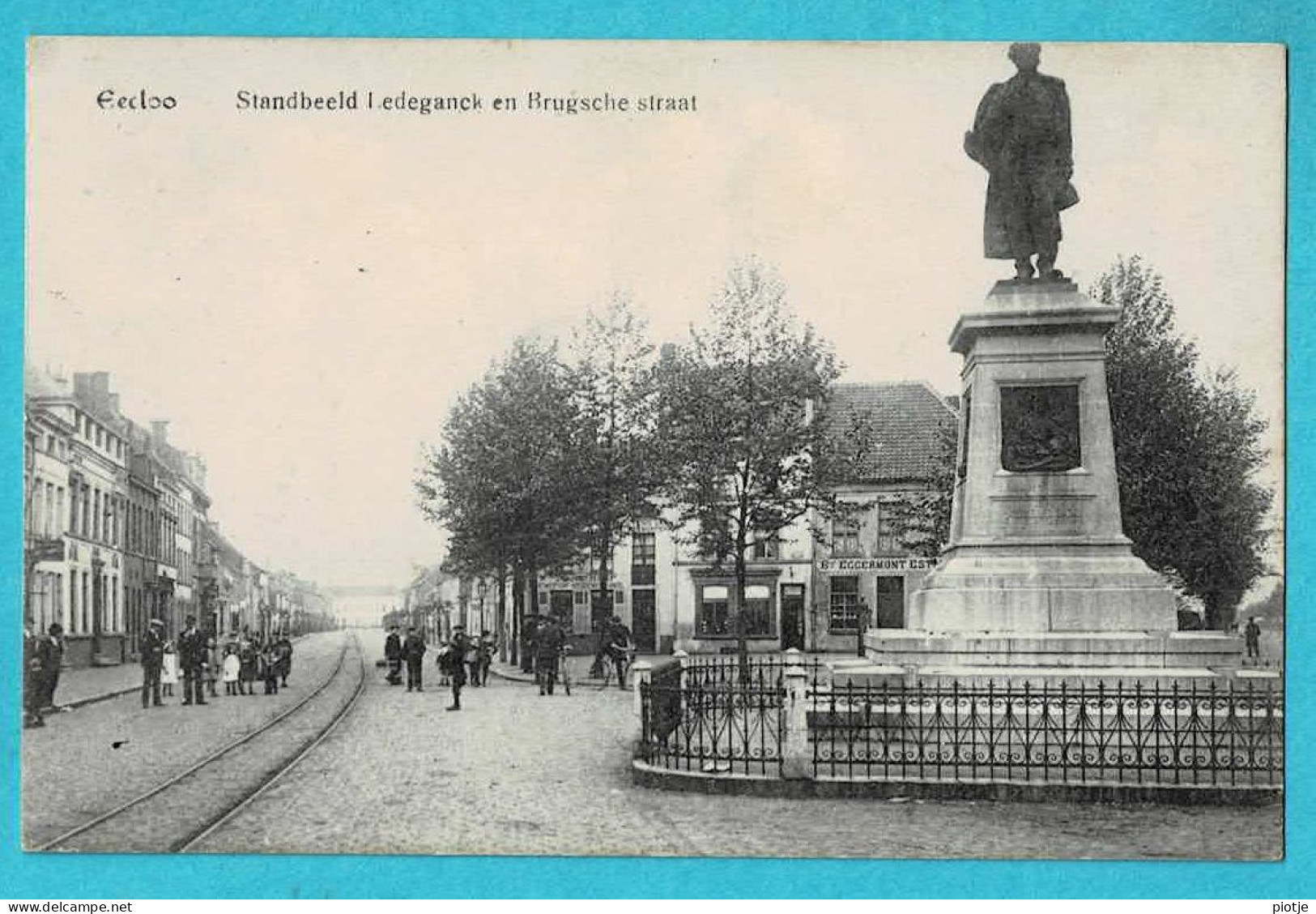 * Eeklo - Eecloo (Oost Vlaanderen) * (Uitg Derycke - PhoB) Standbeeld Ledeganck En Brugsche Straat, Statue, Tramway - Eeklo