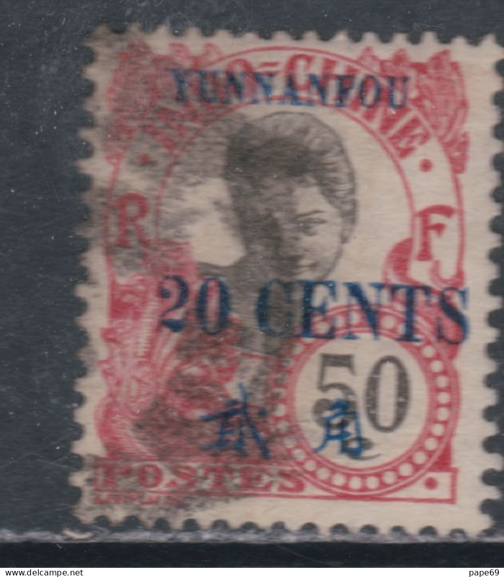 Yunnanfou N° 61 O  Partie De Série : Timbres Surchargés  :  20 C. Sur 50 C. Rose Oblitération Lourde Sinon TB - Unused Stamps