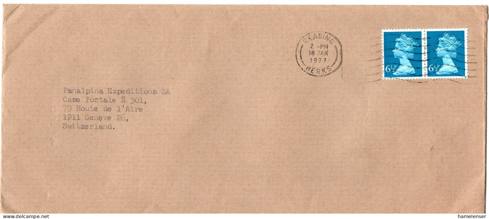 L66930 - Grossbritannien - 1977 - 2@6.5p Machin A Bf READING -> Westdeutschland - Covers & Documents