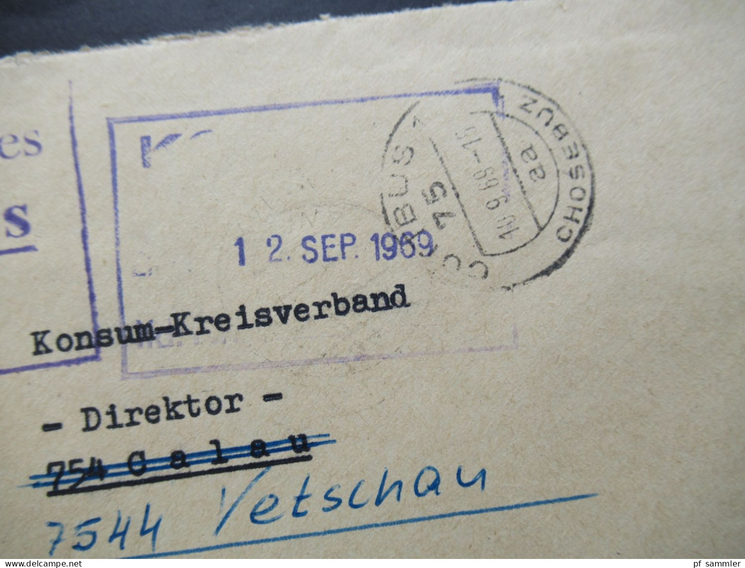 DDR 1969 Zentraler Kurierdienst ZKD Rat Des Bezirkes 75 Cottbus Tagesstempel Cottbus 75 Chosebuz / Volkspolizei Kreisamt - Briefe U. Dokumente