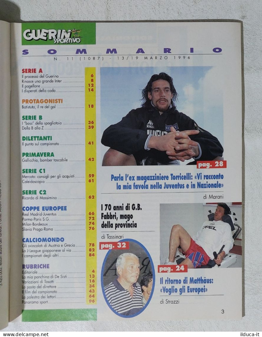 I115060 Guerin Sportivo A. LXXXIV N. 11 1996 - Juve Inter Batistuta Milan - Deportes