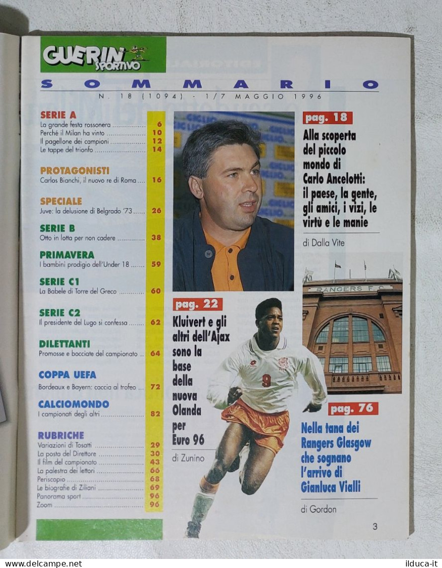 I115062 Guerin Sportivo A. LXXXIV N. 18 1996 - Davids Milan Baresi Reiziger - Deportes